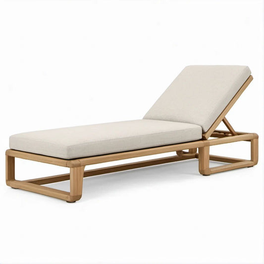 Verstellbare Gartenliege aus massivem Teakholz Natur/Beige, 200 x 70 x 31 cm