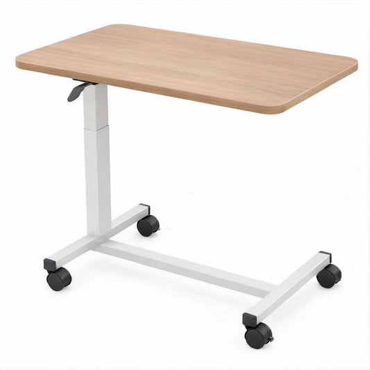 Höhenverstellbarer Rolltisch in heller Eichenoptik, Weiss, 80 x 40 x 65–95 cm